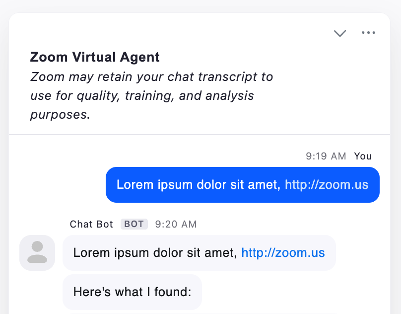 Image of a chat screen with header text only in the header bar.